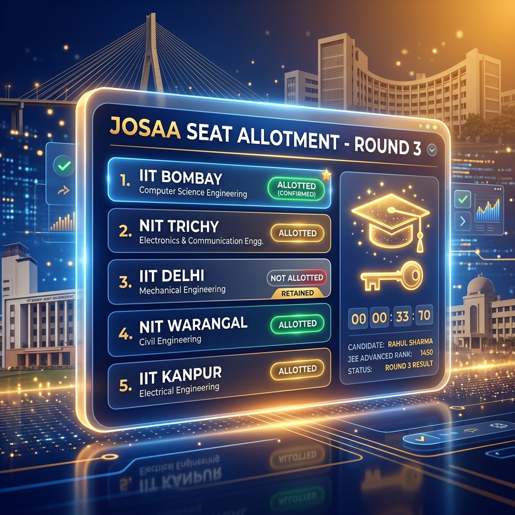 JoSAA 2026 Round 3 Seat Allotment July 6 — Online Reporting, Cutoff Trends & Choice Filling Strategy