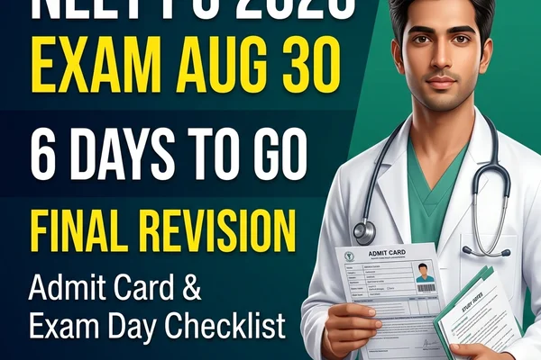 NEET PG 2026 Exam on August 30 — Final Week Preparation Strategy, Admit Card & Exam Day Checklist