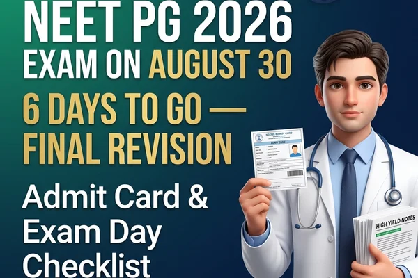 NEET PG 2026 Exam on August 30 — Final Week Preparation Strategy, Admit Card & Exam Day Checklist