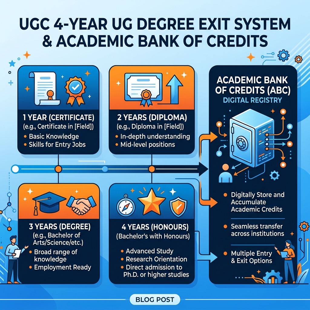 UGC Launches 4-Year UG Degree Exit System: Multiple Entry-Exit (MEE) Rules Explained